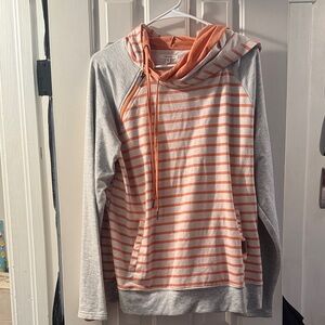 Maurices Gray and Orange Striped Hoodie